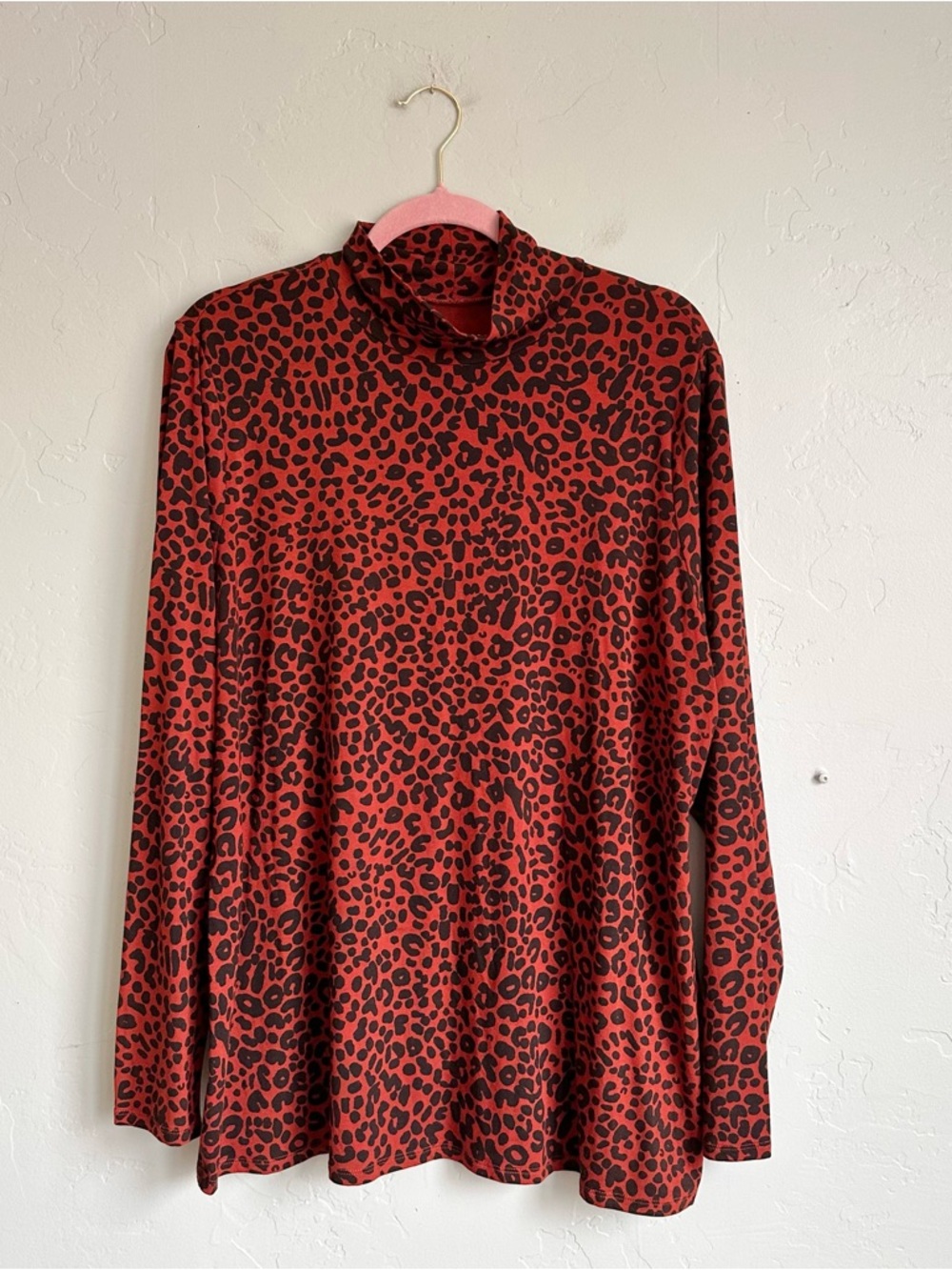 Ava & Viv Women’s Rust Black Animal Print Mock Neck Long Sleeve‎ Top Size 1X EUC - Picture 4 of 8